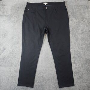 Peter Millar EB66 Pants Mens 38x32 Black Performance Classic Fit 5 Pocket Chinos